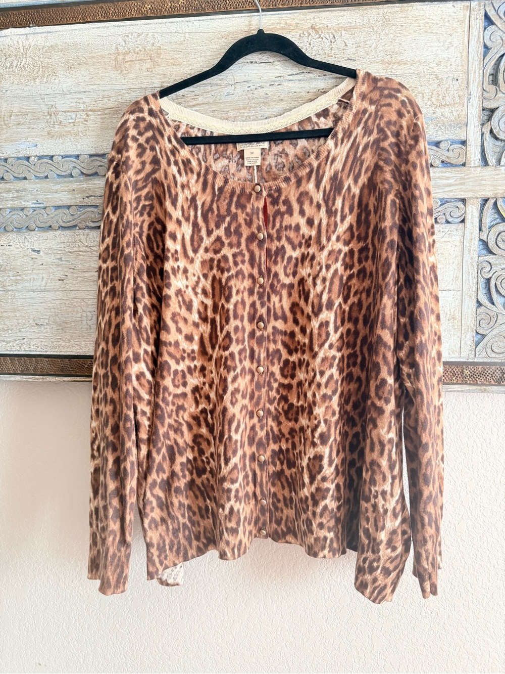 Lucky Brand Leopard-Print Button-Front Top - Brown/Tan